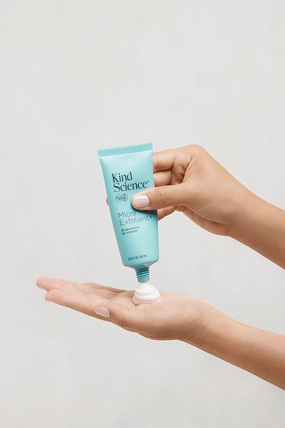 Kind Science Micro Exfoliant Face Scrub - 2-in-1 Exfoliating Face Wash + Facial Mask with AHA to Smooth & Hydrate Skin - Paraben & Fragrance Free, Cruelty Free, 2 oz