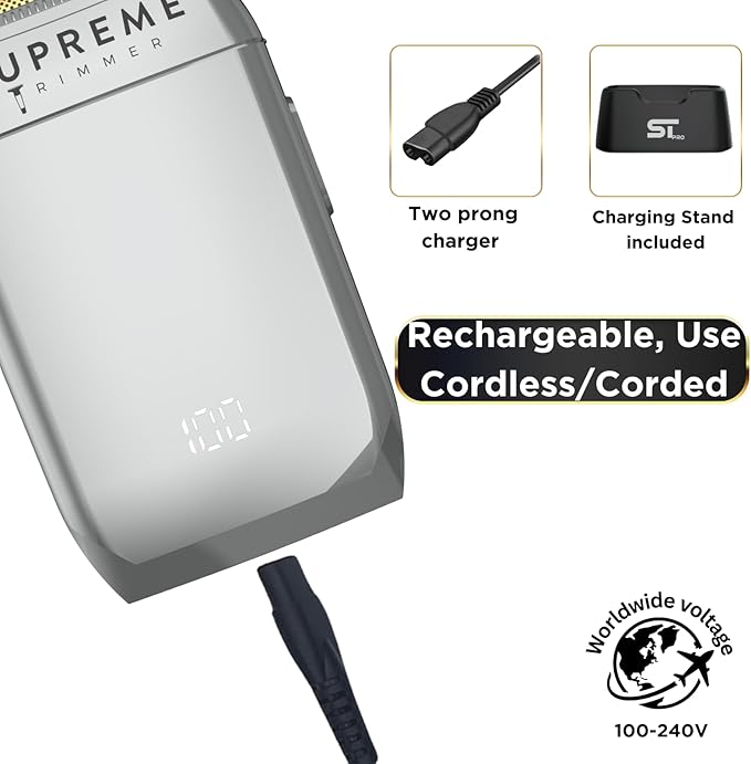 Supreme Trimmer Crunch STF602 – Waterproof Double Foil Shaver for Men | 150 Min Runtime, Wet/Dry Cordless & Corded Electric Razor | Hypoallergenic Foils for Face, Head & Stubble