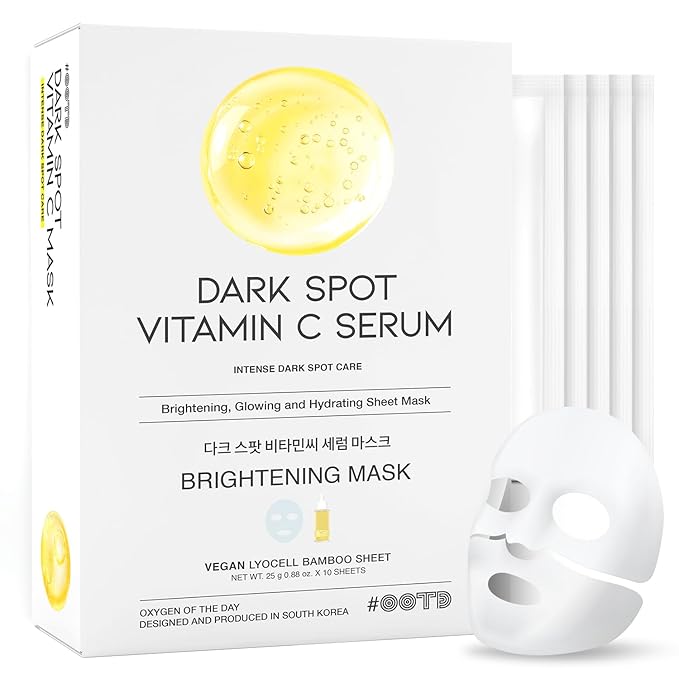 #OOTD Vitamin C Revitalizing Hydrating Sheet Mask (10pcs) - Face Mask Korean Skincare Facial Sheet Masks for Even-Looking Skin Tone & Radiance