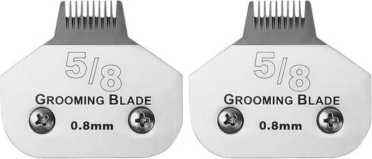 2 Pcs Size 5/8toe Detachable Dog Grooming Blades, Compatible with Andis, Oster A5, Wahl KM10 Series Clippers, Cut Length 0.8mm, Silver (5/8toe 0.8mm, 2 Packs)