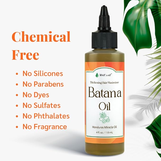 Well's Oil Batana Oil | 2 fl. oz. | 100% Natural Organic Raw Batana from Honduras | Dr. Sebi Approved | Strengthens, Hydrates & Nourishes | For All Hair Typess (2 fl. oz. / 59 ml)