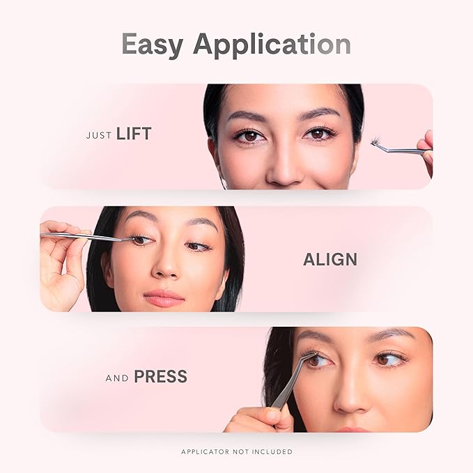 Silly George Single-Size Pop-On Lashes - DIY 1-Step Pre-Glued Faux Eyelash Cluster Kit, Natural Look Extensions, Pack of 24 Individual Clusters, Black - Rosy, 10mm