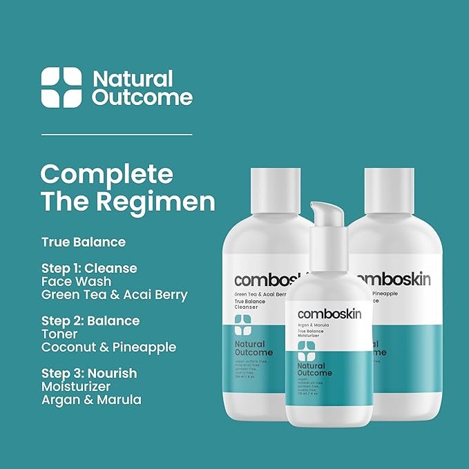 natural outcome Combination Skin Facial Moisturizer Cream | True Balance Daily Facial Moisturizing Lotion with Argan & Marula Oil | 4 oz