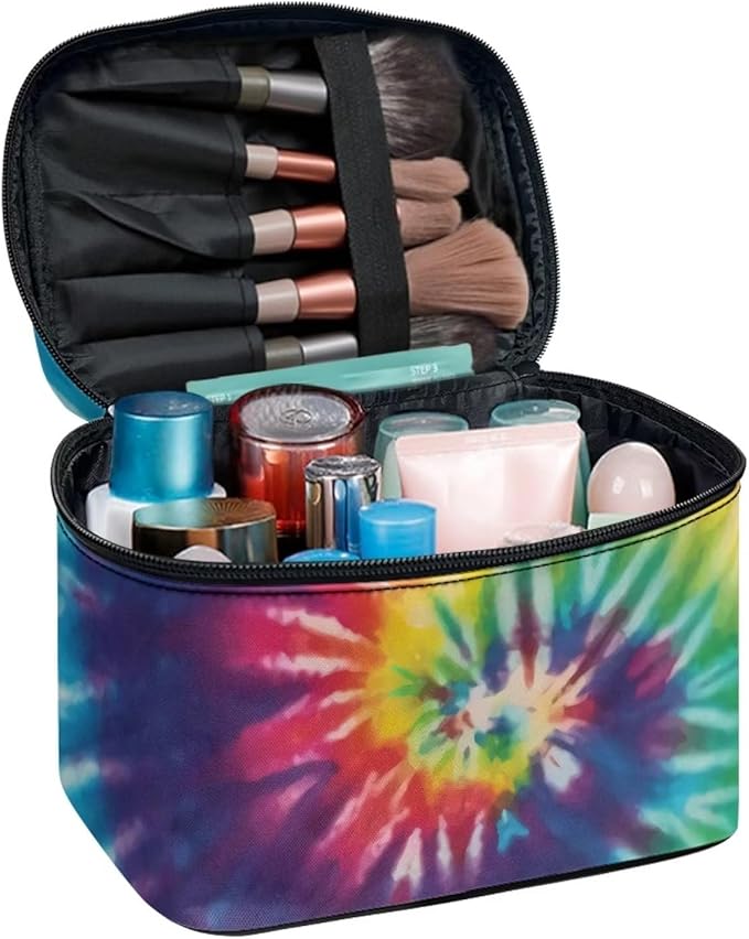 JoyLamoria Tie Dye Print Toiletry Bag Lightweight Cosmetic Bag Women Girls Makeup Case Pouch