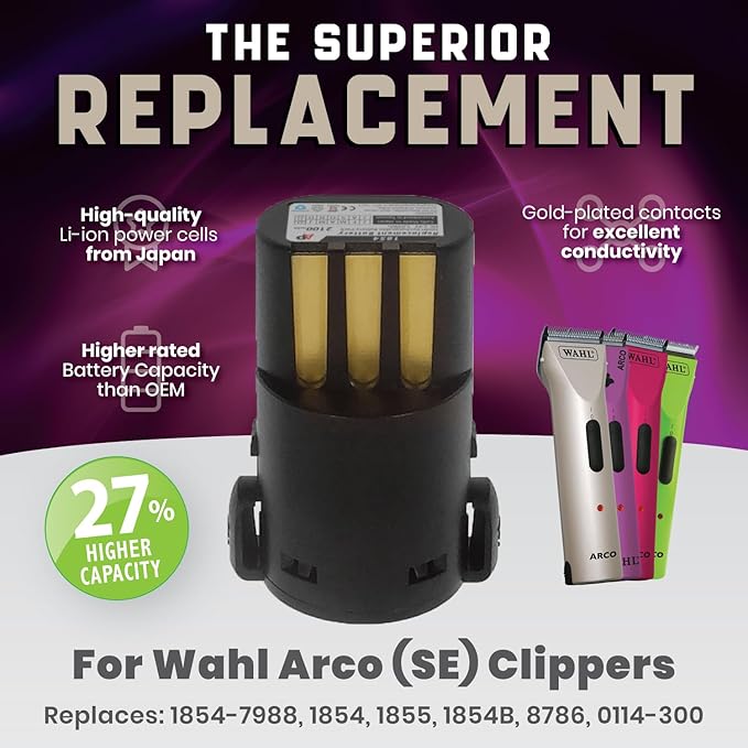 Artisan Power Replacement Battery for Wahl Arco, Arco SE, 5 Style Groom Pet Hair Clippers | 2100 mAh NiMH | 27% Higher Capacity Rating Than OEM Batteries