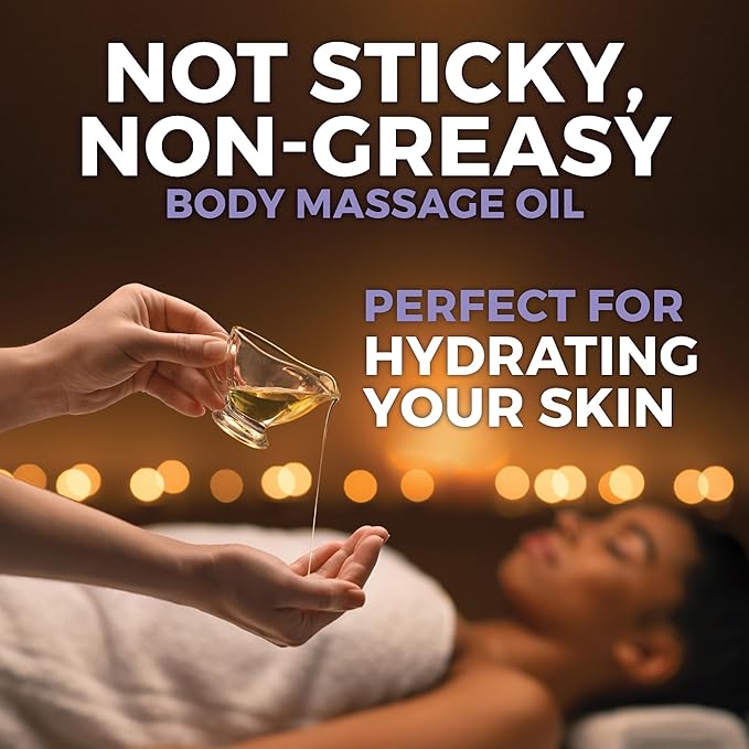 Viva Naturals Organic Massage Oil, Lavender Scented, 8 fl oz (237 mL) – Non-Greasy, Certified Organic Massage Therapy Oils