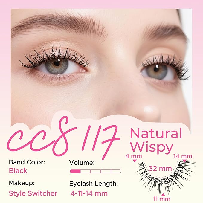 BEPHOLAN False Eyelashes With Tweezers- Ultra-thin False Lashes10 Pairs Eyelashes Pack Natural look Lash Strips Lightweight Lashes with Soft Clear Band(CCS117)