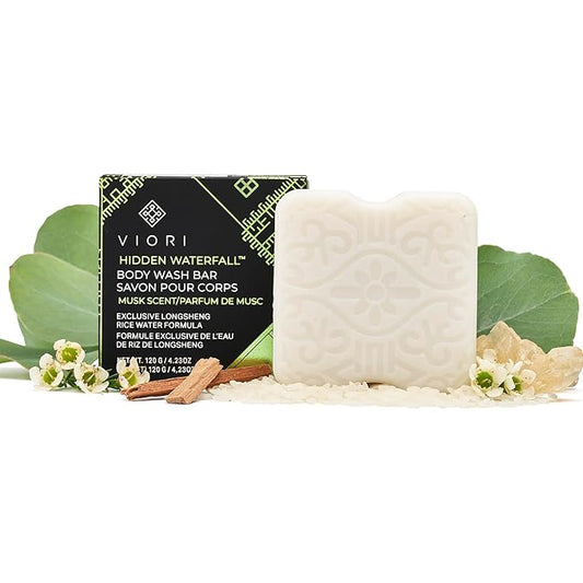 Viori Hidden Waterfall Body Wash Bar Soap - Sweet Musk Organic Soap Bar - Extra Moisturizing Natural Body Soap