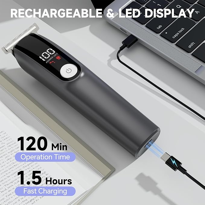 Beard Trimmer for Men, Electric Razor for Nose, Body, Face and Mustache, 5-in-1 Barber Hair Clippers, Cordless Shavers for Men Grooming Kit Ideal Gift