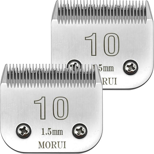 Detachable Pet Dog Clipper Blades UltraEdge Compatible with Oster A5,Wahl KM10 Series Clippers (10# 1.5mm- 2 Pack)