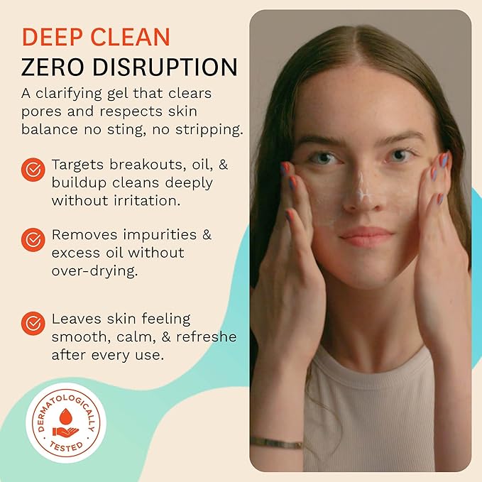 Fig.1 Clarifying Gel Cleanser | AHA BHA Tea Tree Oil Formula for Oily & Sensitive Skin Face wash | Deep Pore Cleansing, Dermatologist-Tested for Acne Prone, Vegan & Refillable Skincare Solution, 100ml