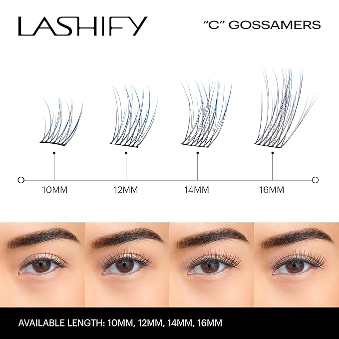 Lashify Curl 14mm Gossamer Eyelash Extensions Refill in Ombre Blue, Easy DIY False Lashes for a Natural Look