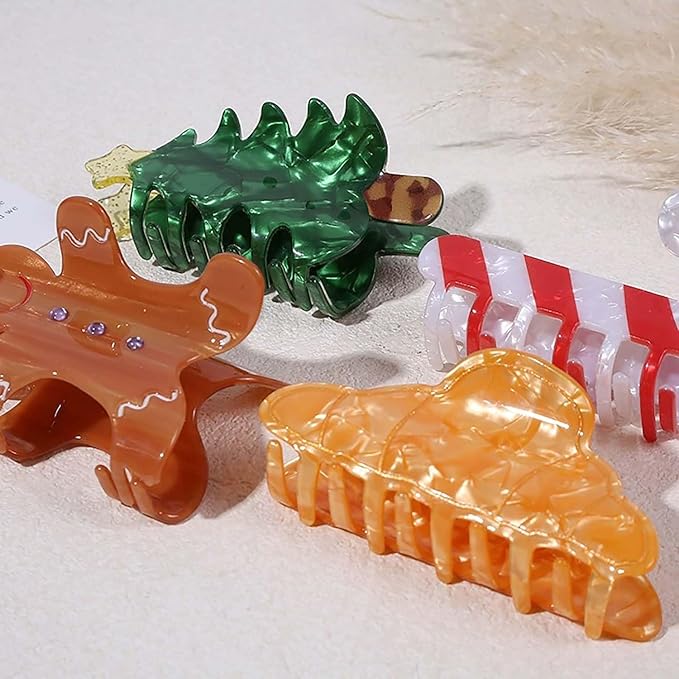 1pc Christmas Tree Hair Clip, Xmas Acetic Acid Claw Clips, Large Hair Claw Clips for Thick/Thin Hair, Cute Green Tree Design Medium Hairpin, Sparkling Hair Accessories for Christmas Decor