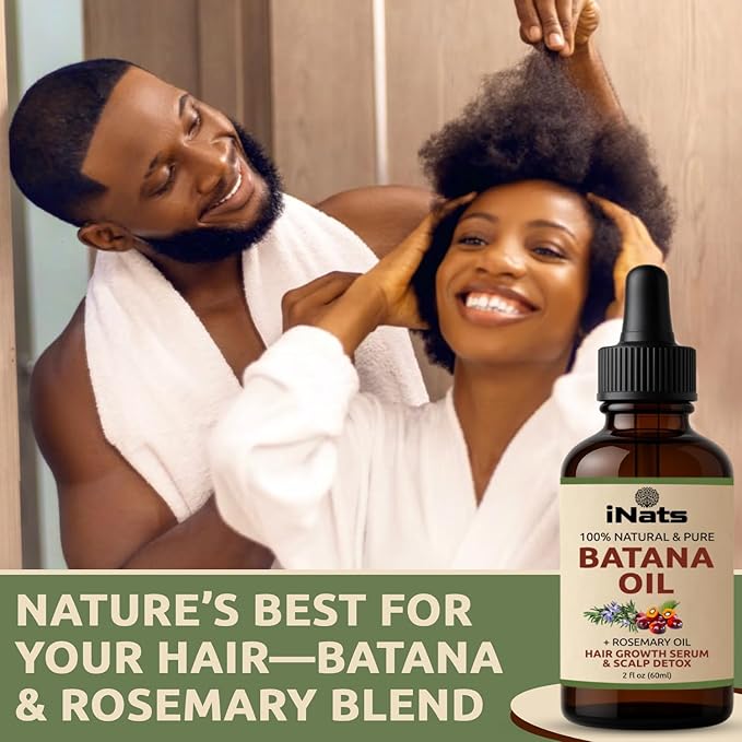 Batana Oil for Hair Growth with Rosemary: Nourish & Detox Scalp for Thicker, Stronger, Longer Hair - Dr. Sebi Recommended, 100% Organic Batana Oil from Honduras - Reduce Hair Loss (2 Fl Oz)