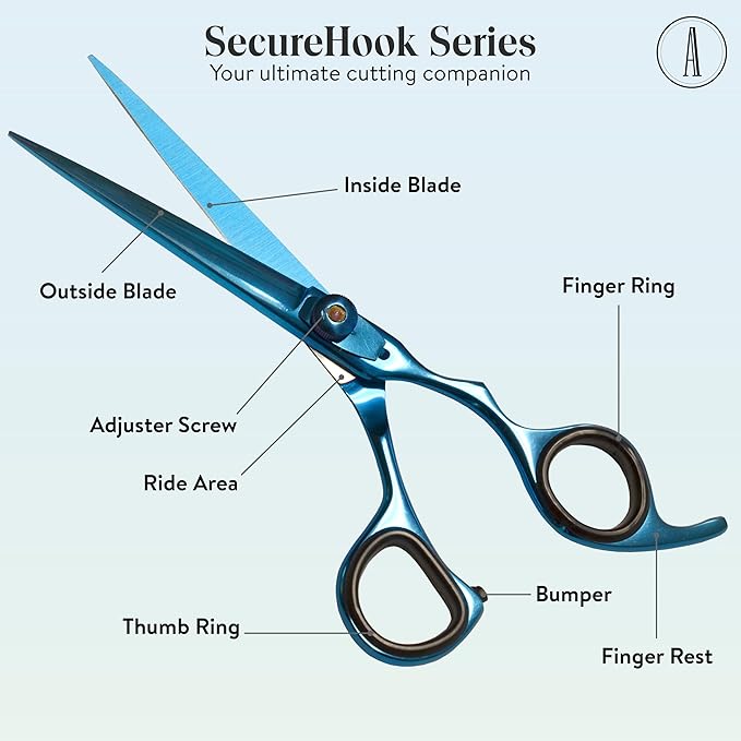 ANDUSTRIAL - Professional Hair Cutting And Thinning Scissors/Shears For Men/Women/Home/Salon - Premium High Carbon Steel Quality - Smooth And Sharp - 6.5 Inch, Blue
