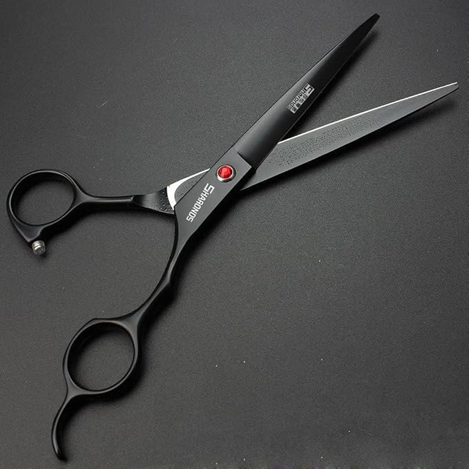 SHARONDS 6/7 Inch Professional 440C Hair Cutting Scissor Salon Hairdressing Thinning Shears Perfect for Barber and Home Use (7 in cut)