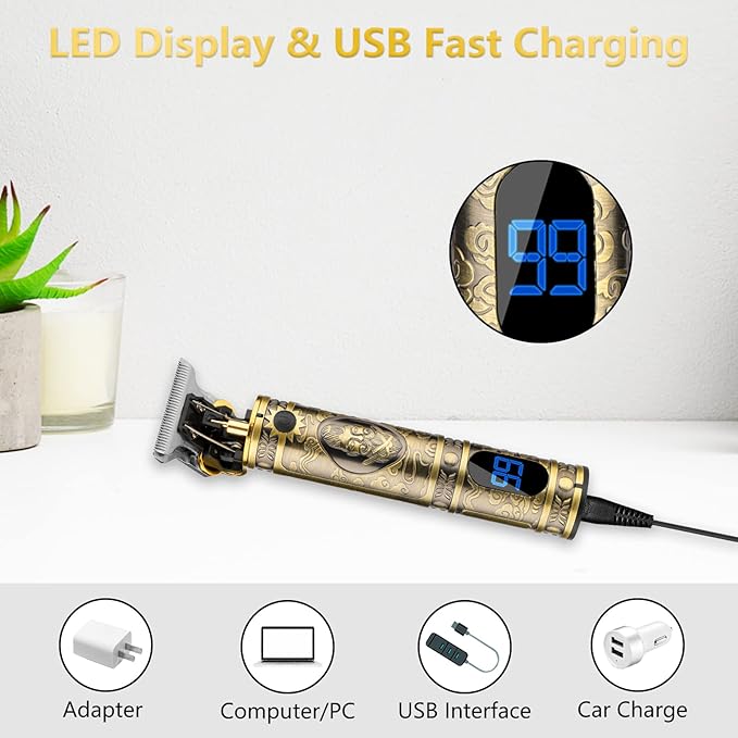 Professional Hair Trimmer for Men,Hair Clippers Nose Hair Trimmer Shaver Set,Cordless Barber Clippers,T-Blade Beard Trimmer Electric Shaver Razor for Men Haircutting Grooming Kit