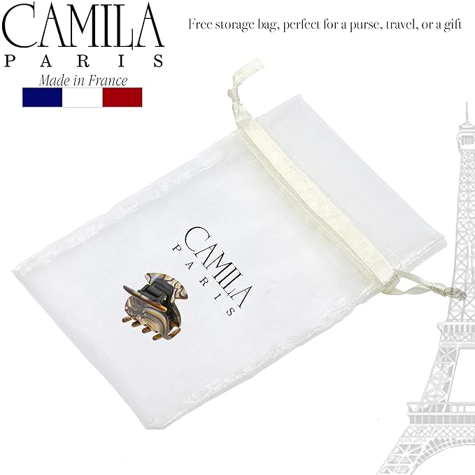 Camila Paris CP3180 French Hair Clip for Women, Handmade, Onyx, Small Girls Hair Claw Clips Jaw, Durable Styling Hair Accessories for Women, Strong Hold No Slip Grip, Made in France