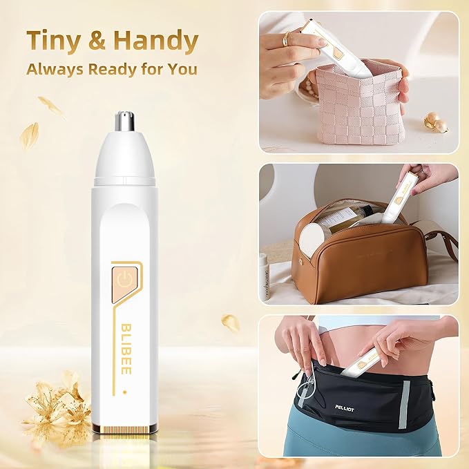 Nose Hair Trimmer for Women, 2025 Professional Painless USB Rechargeable Eyebrow Trimmer, Ear and Nose Hair Trimmer for Men Women, Facial Hair Remover with Powerful Motor, White