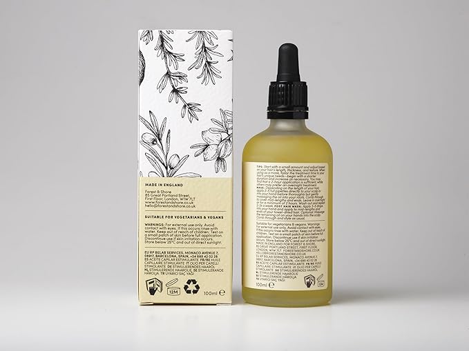 Forest & Shore Hair Growth Oil, 100% Natural, with Caffeine, Biotin, Castor , Argan & Rosemary, Effective Serum for Damaged Hair