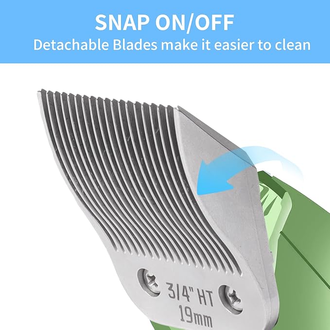 2 Pcs Size 3/4HT Detachable Dog Grooming Blades, Compatible with Andis, Oster A5, Wahl KM10 Series Clippers, Cut Length 19mm, Silver(3/4HT 19mm, 2 Packs)