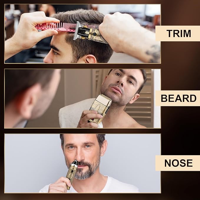 Karrte Men’s Grooming Kit Professional Hair Clippers and Shaver for Men,Electric Razor and Nose Trimmer Set,Beard Trimmer with 2 Foil Head,Gifts for Men