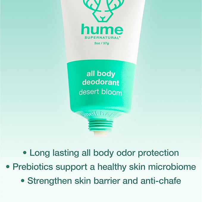 Hume Supernatural Invisible Whole Body Deodorant Balm - Full Body Protection - Aluminum Free, No Baking Soda - Anti-Chafing Odor Control - Clinically Tested on Sensitive Skin (Desert Bloom, 1-Pack)