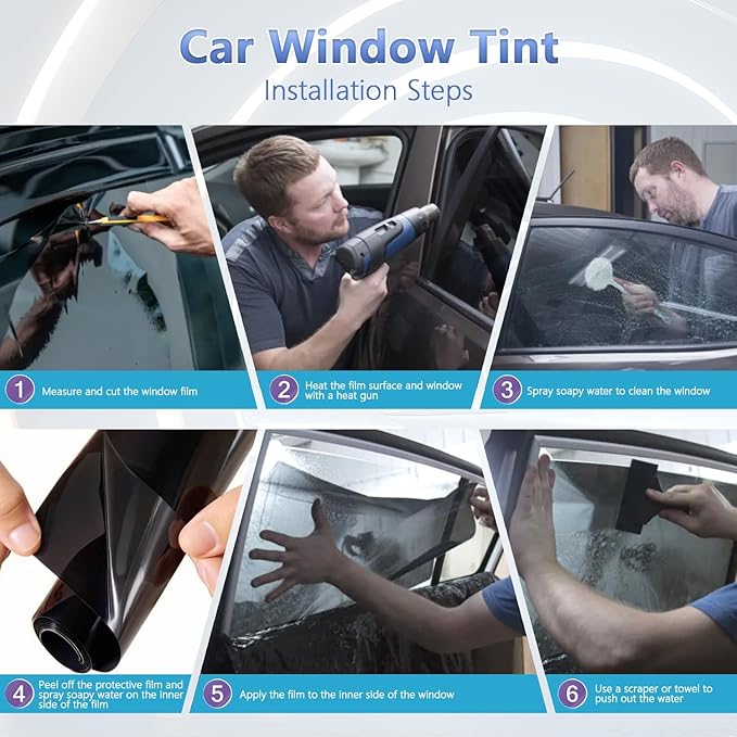 5% VLT Ceramic Car Window Tint Film - (20in * 20ft) Window Privacy Film, 99% Blocks UV & 95% IR Ray, Glare Reduction Blackout Window Film Auto Car Windshield Sun Shade Roll