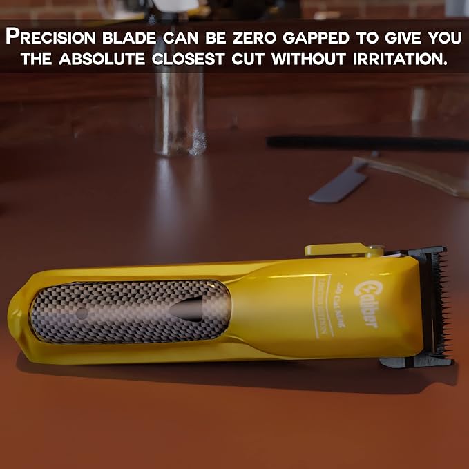 Caliber .50 Cal Limited Edition Clipper - Long Lasting 8+ Hours of Power - Ultra Low Noise Technology - Rechargeable Powerful Battery - Easy Zero Gap Cut - Hair Grooming Tool for Men (Gold)