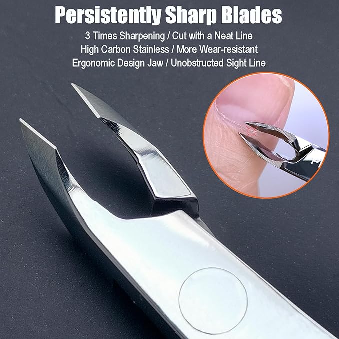 LePinko Salon-Quality Cuticle Trimmer with Cuticle Pusher, Super Labor-saving Cuticle Cutter, Sharp Cuticle Clippers for Manicurist, 5mm Jaw, Golden
