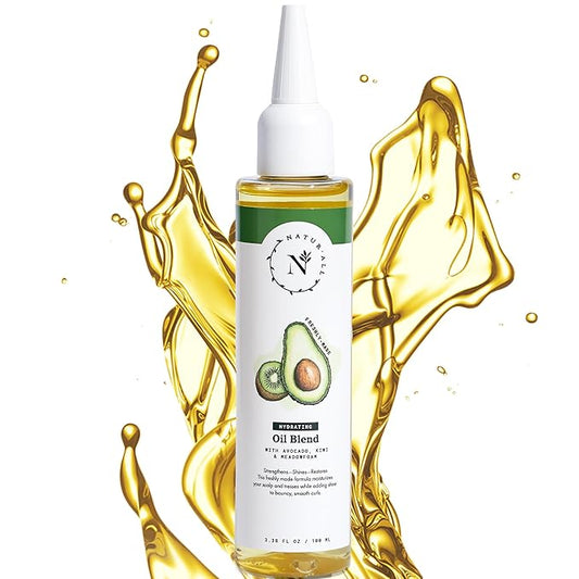 NaturAll Hydrating Hair Oil Blend with Cold pressed Avocado and Kiwi seed oils-Hair Growth Oil with Vitamin E & C- Hair Growth Serum for Hair Repair, Frizz, Breakage & Split Ends (3.38 FL OZ)