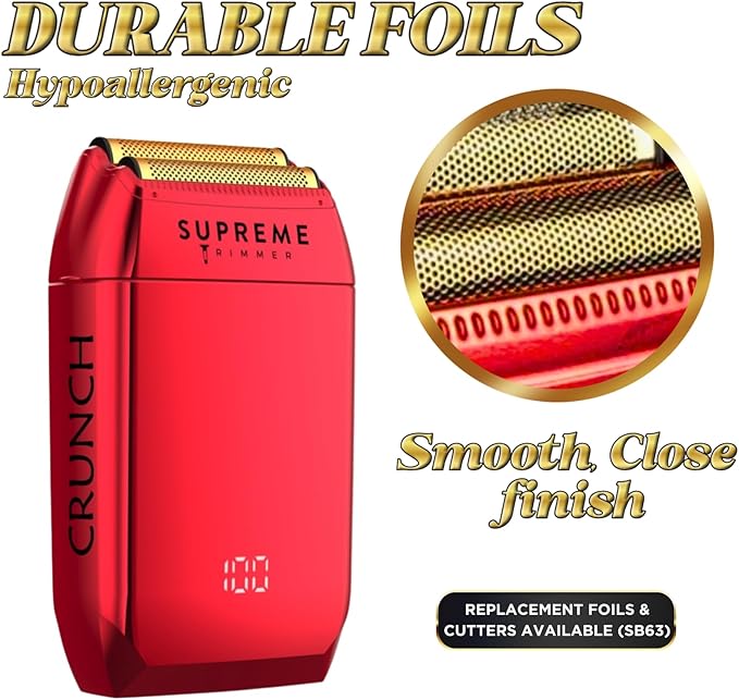 Supreme Trimmer Crunch STF602 – Waterproof Double Foil Shaver for Men | 150 Min Runtime, Wet/Dry Cordless & Corded Electric Razor | Hypoallergenic Foils for Face, Head & Stubble