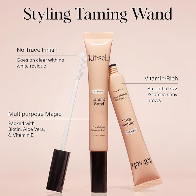 Kitsch Fly Away Stick for Hair - Taming Wand with Biotin, Aloe & Vitamin E - Clear Serum-Like Gel Hair Mascara for Flyaways & Baby Hairs - Lightweight Hair & Multi-Use Hair Stick - 18ml