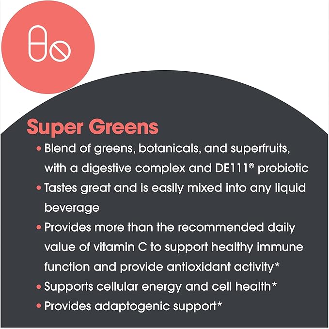 Allergy Research Group Super Greens - Superfood Green Powder with Spirulina, Chlorellla and Oat Grass, Clinically-Studied Probiotic Support for Women and Men - 8.45 oz (240 g)
