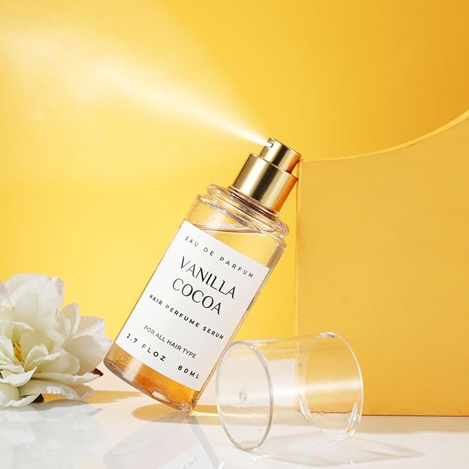 Hair Perfume for Women, Summer Lightweight Long Lasting Fragrance Mist - 3:7 Hydrating Serum Alcohol Free Formula, Argan Oil Scented Hair Spray with Keratin & Elastin (Vanilla Cocoa) 2.7 fl oz