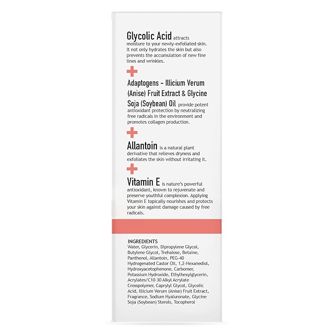 CLARA'S NEW YORK Glycolic Acid Facial Serum with Vitamin E for Exfoliating Smoothing Glowing Face Skin - Made in USA 30ml (1Fl/Oz) (Glycolic Acid)