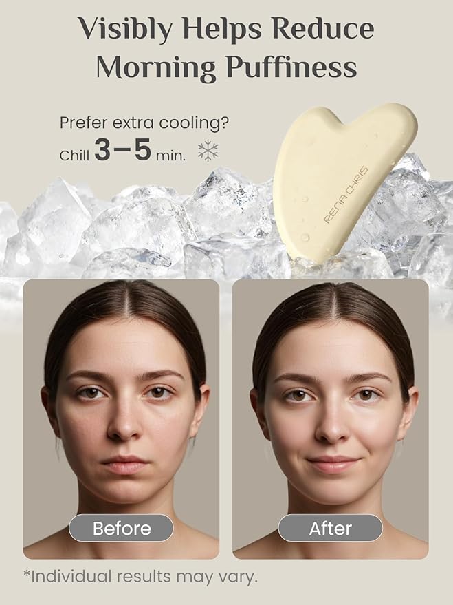 Rena Chris Gua Sha Facial Tools, Silicone Guasha Tool for Face and Neck Acupuncture, Facial Manual Massager Tool for Jawline Sculpting and Puffiness Reducing, Skincare Gift for Women