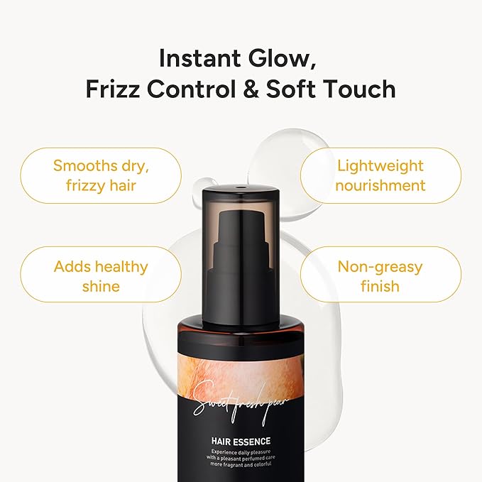 Perfumed Hair Oil & Serum 2-in-1 – Korean Essence Oil for Frizzy, Dry, Damaged Hair & Glass Hair Shine – Argan Oil & Amino Acids – Sulfate & Paraben-Free – Sweet Fresh Pear, 100ml / 3.38 fl oz