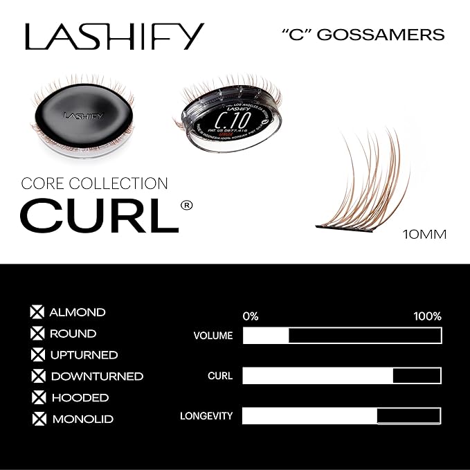 Lashify Curl 10mm Gossamer Eyelash Extensions Refill, Ginger Color, DIY False Lashes for a Natural Look