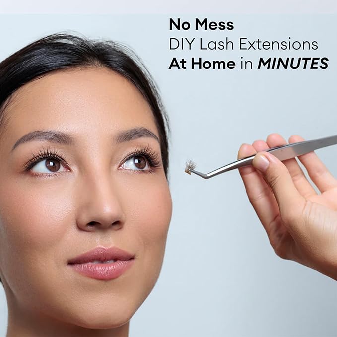 Silly George Pop-On Lashes - DIY 1-Step Pre-Glued Faux Eyelash Clusters, Natural Look Extensions, Brown - Bloom, 5-7 Pair Set, Pack of 60 Clusters