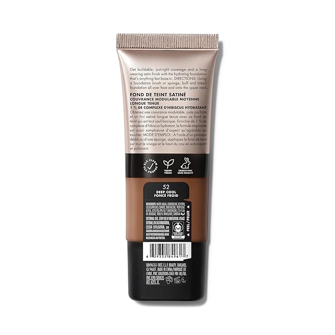 e.l.f. Soft Glam Foundation, Medium Coverage, Long-Lasting & Buildable Foundation For A Smooth, Satin Finish, Vegan & Cruelty-Free, 52 Deep Cool