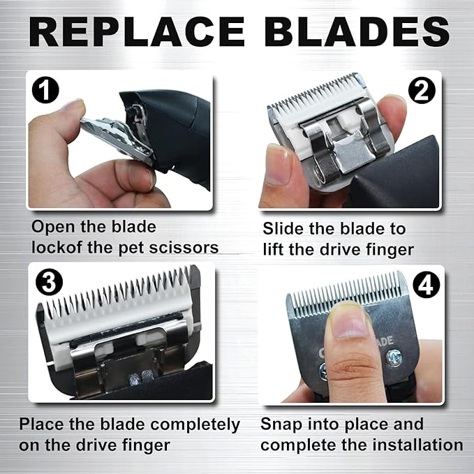 Docal Detachable Clipper Ceramic Blades 4FC/5FC/7FC Silver, Dog Grooming Clipper Replacement Blades Compatible with KM Series Clippers, Most A5, Size-4FC/5FC/7FC, Cut Length 3.2mm to 9.5mm, 3 Packs