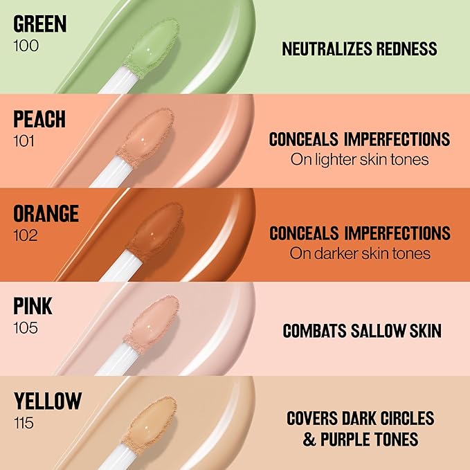 Revlon Glimmer Correcting Concealer, Liquid Under Eye Makeup, Made with Caffeine, Vitamin C, & Stevioside, 102 Orange, 0.3 fl oz