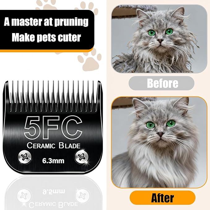 Dog Grooming Clipper Blades Replacement Compatible with Andis Dog Clippers,Most OsterA5, Wahl KM Series Pet Clippers (Black(5FC))