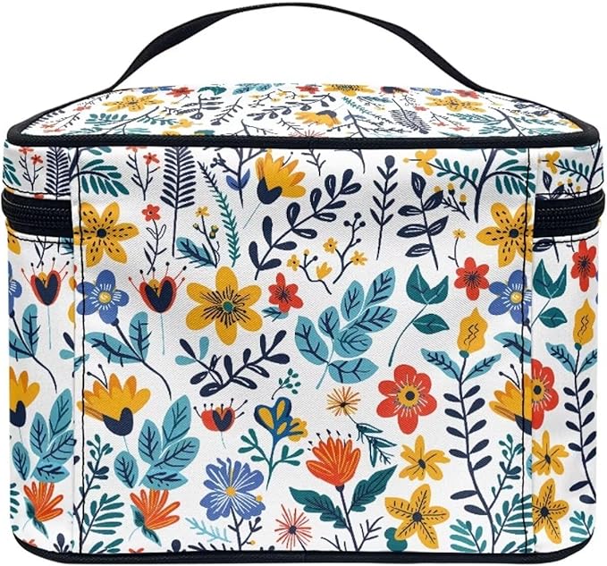 JoyLamoria Makeup Bag Pouch Cosmetic Bag Toiletry Bag Desk Cosmetics Pouch Storage Decor, Flower Blossoms
