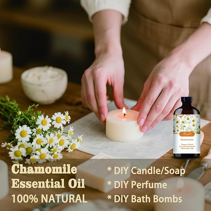 Chamomile Essential Oil-Chamomile Fragrance Oil 4.33oz (130ml)-100% Pure Natural Scent for Diffusers, Candles, Soap Making & Aromatherapy-Relaxing Home & Gift Essential Oil for Bath, Massage