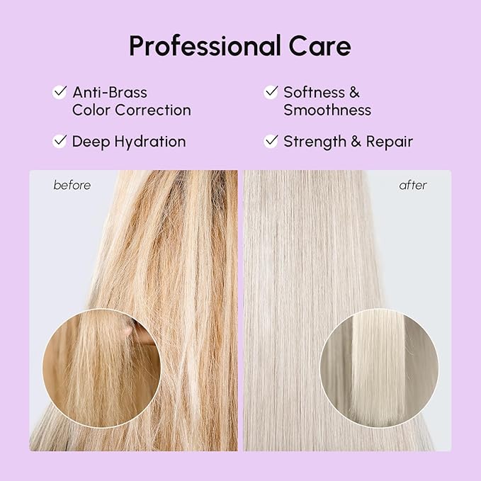 MAREE Deep Conditioning Purple Hair Mask for Blonde Hair 2 PACK – Purple Toner for Brassy, Bleached, Silver, or Color Treated Hair – Keratin Hair Treatment – Matizador Para Cabello Rubio