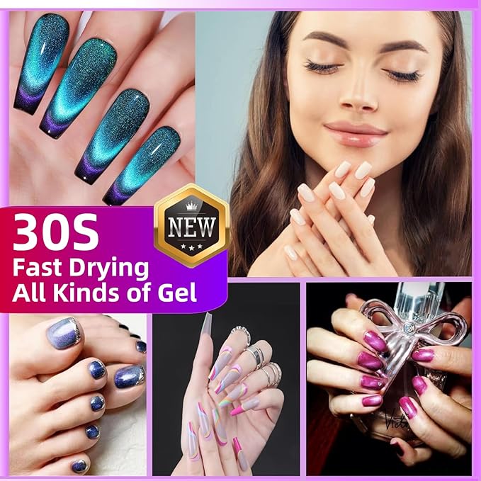 LimeGirl Cordless Black Nail Lamp for Gel X, Professional LED UV Nail Curing Lamp for Gel Nail Polish, Fast Nail Dryer with 4 Timers & Sensor, Rechargeable UV Lights for Salon & Home