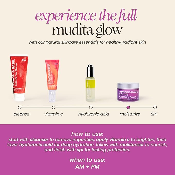 Mudita Earth Squalane Face Cream – 1.7oz | Dermatologist-Tested, Rich Moisturizer for Aging & Dry Skin | Hyaluronic Acid, Pomegranate & Olive, Vegan Caviar for Wrinkles, Dark Spots & Hyperpigmentation