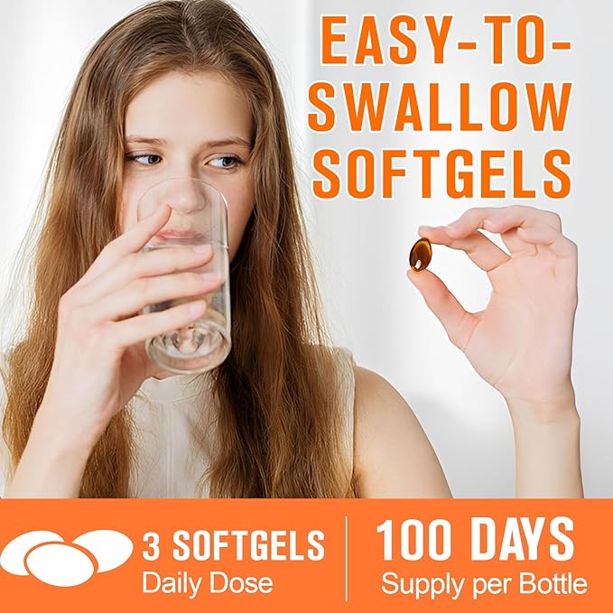 Pumpkin Seed Oil Capsules, 2 in 1 Pumpkin Seed Extract 300 Softgels,Supports for Hair Growth